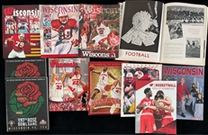 1930's-2000's Wisconsin Badgers Football & Basketball Publication Collection - Lot of 35 w/ Rose Bowl Programs & More