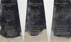 1967-97 Green Bay Packers Super Bowl I, II and XXXI Replica Vince Lombardi Trophies - Lot of 3