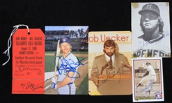 1980s-90s Milwaukee Brewers Signed Photos Trading Card & Charity Golf Outing Pass - Lot of 5 w/ Robin Yount, Rollie Fingers, Pete Vuckovich & More (JSA)