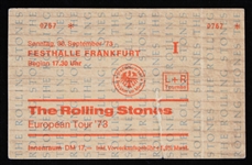 1973 Rolling Stones European Tour Frankfurt Germany Ticket
