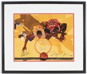 1990s Michael Jordan Magic Johnson Bulls/Lakers Signed 24" x 27" Framed Photo (Upper Deck Authentication)