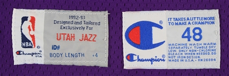 1993-94 Felton Spencer Utah Jazz Preseason Road Jersey (MEARS LOA)