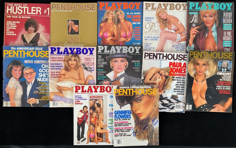 1975-2000 Playboy Penthouse Hustler Magazine Collection - Lot of 12 