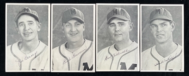 1943 Grand Studio Milwaukee Brewers 3.5 x 5.5 B&W Cards - Complete Set of 22 w/Envelope (Lot of 23)