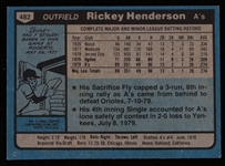 1980 Rickey Henderson Oakland Athletics Topps Trading Card #482