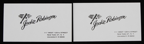 1947-1956 Jackie Robinson Brooklyn Dodgers Business Cards (Lot of 2)