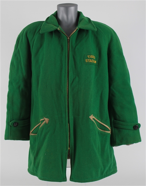 1961 circa Detroit Tigers Tiger Stadium Quilted Green Wool Ushers Jacket (MEARS LOA)