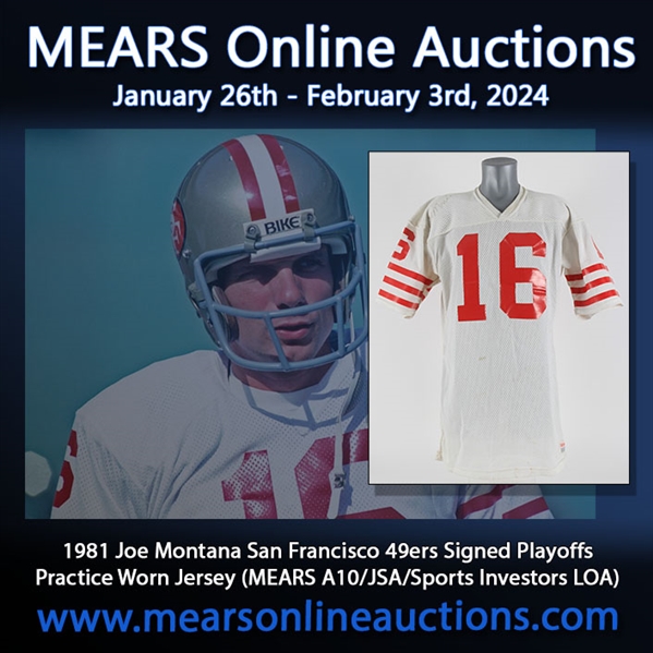 1981 Photo Matched  Joe Montana San Francisco 49ers Signed Playoffs Practice Worn Jersey (MEARS A10/JSA/Sports Investors LOA)
