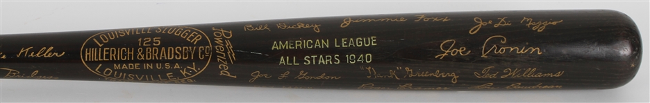 1940 American League All Stars H&B Louisville Slugger Commemorative Black Bat