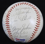 1967 Chicago Cubs Team Signed ONL Giles Baseball w/ 23 Signatures Including Leo Durocher, Ernie Banks, Fergie Jenkins, Ron Santo & More (PSA/DNA NM 7)