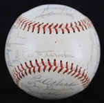 1967 Chicago Cubs Team Signed ONL Giles Baseball w/ 23 Signatures Including Leo Durocher, Ernie Banks, Fergie Jenkins, Ron Santo & More (PSA/DNA NM 7)
