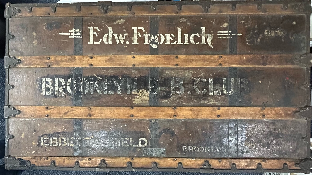 1937-1938 Circa Edward Froelich Brooklyn Dodgers Team Trainer Travel Trunk (MEARS LOA)