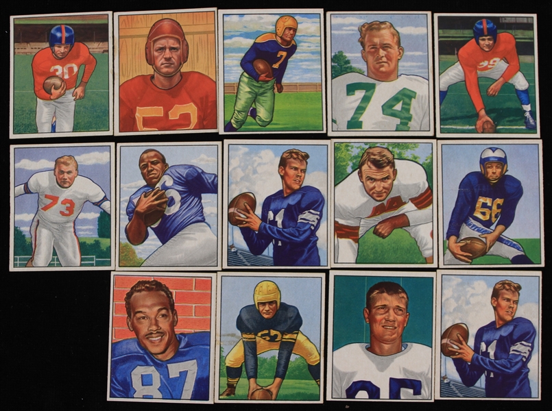1950 Billy Grimes Green Bay Packers Bill Austin and Joe Scott New York Giants Walter Barnes Philadelphia Eagles and More Bowman Trading Cards (Lot of 14)