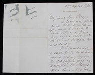 1890 Frances Cleveland First Lady of the United States Signed Correspondence (JSA)