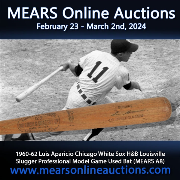 1960-62 Luis Aparicio Chicago White Sox H&B Louisville Slugger Professional Model Game Used Bat (MEARS A8)