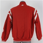 2000's Cincinnati Reds Quilted Warm Up Jacket w/ #8 Embroidered on Sleeve + Joe Morgan Baseball Trading Card