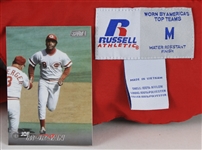 2000's Cincinnati Reds Quilted Warm Up Jacket w/ #8 Embroidered on Sleeve + Joe Morgan Baseball Trading Card