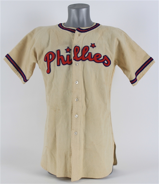 1947-48 Emil Verban Philadelphia Phillies Game Worn Home Jersey (MEARS LOA)