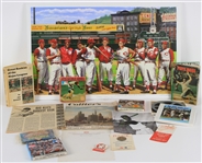 1950s-2000s Cincinnati Reds Memorabilia Collection - Lot of 14 w/ Pete Rose Items, All Star Game and World Series Film Reels, Redleg Wrecking Crew Lithograph & More