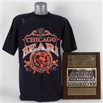 1985 Chicago Bears Matt Suhey & Jim Covert Signed Plaque w/ Signed T-Shirt 