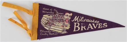 1950s-60s Milwaukee Braves 12" Pennant