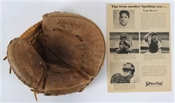 1960-63 Yogi Berra New York Yankees Spalding Professional Model Catchers Mitt + Period Advertisement (MEARS LOA)