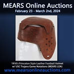 1910s Princeton Style Leather Football Helmet w/ USC Trojans Game Notations (MEARS LOA)