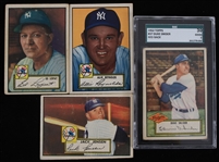 1952 Topps Baseball Trading Cards - Lot of 4 w/ #37 Duke Snider SGC Slabbed 30 Good 2 & More