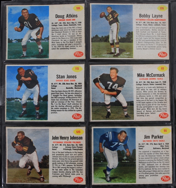 1962 Post Cereal Football Trading Cards - Lot of 6