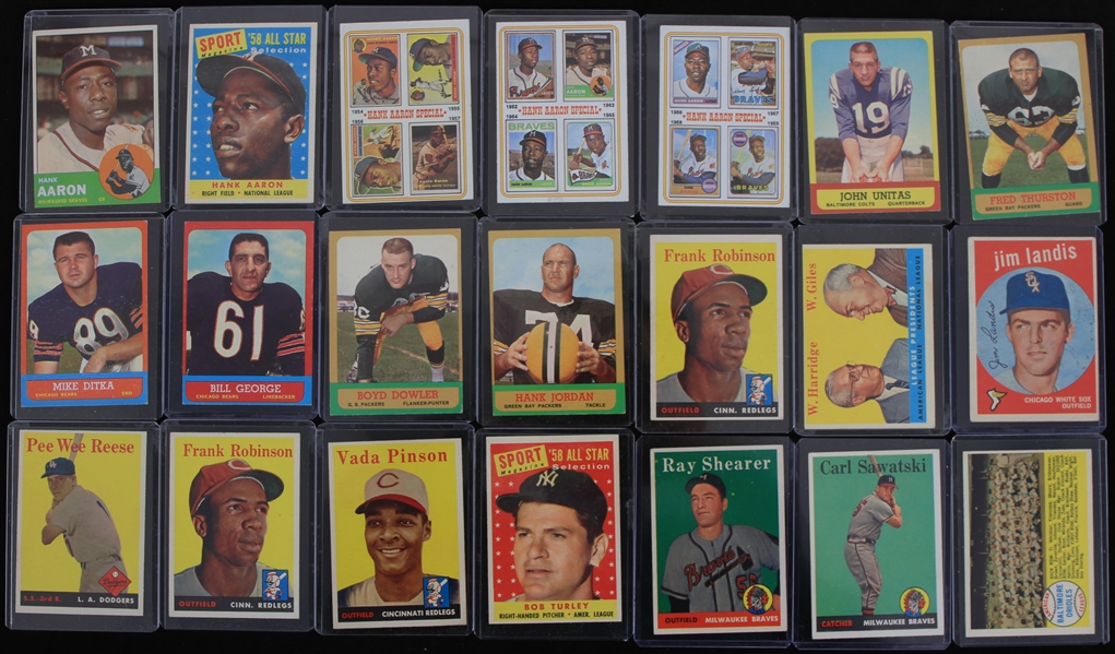 1950s-70s Baseball & Football Trading Card Collection - Lot of 46