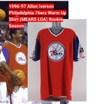 1996-97 Allen Iverson Philadelphia 76ers Warm Up Shirt (MEARS LOA) Rookie Season