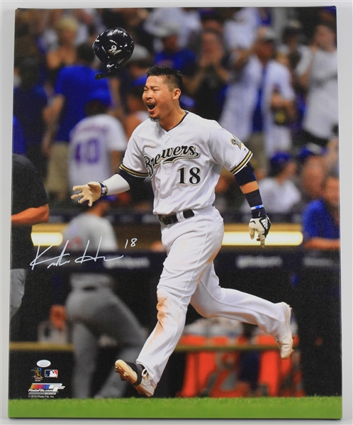 2019 Keston Hiura Milwaukee Brewers Signed 24x30 Canvas Print *JSA*