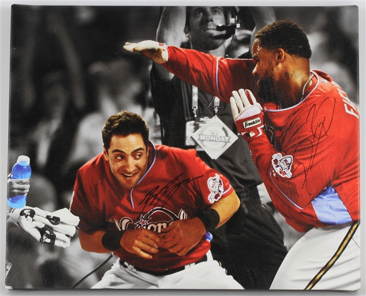 Ryan Braun & Prince Fielder Milwaukee Brewers Signed 16x20 All Star Game Canvas Print (JSA)