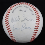 1977-86 Monte Irvin Ernie Banks Signed ONL Feeney Baseball *JSA*