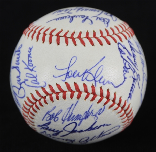 1965 Chicago Cubs Team Signed ONL Giles Baseball w/ 25 Signatures Including Ernie Banks, Ron Santo, Billy Williams & More *Full JSA Letter*
