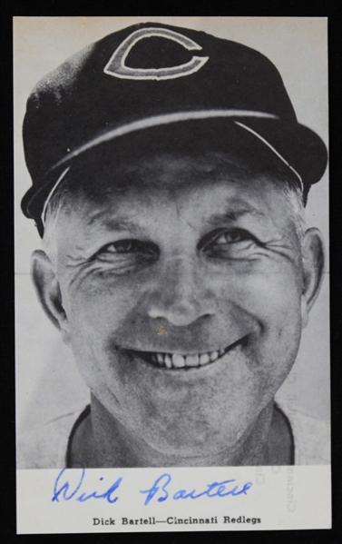 1954-55 Dick Bartell Cincinnati Redlegs 3.5"x5.5" B&W Postcard