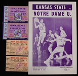 1954-55 Kansas State Wildcats Basketball Ticket Stubs & Game Program - Lot of 5