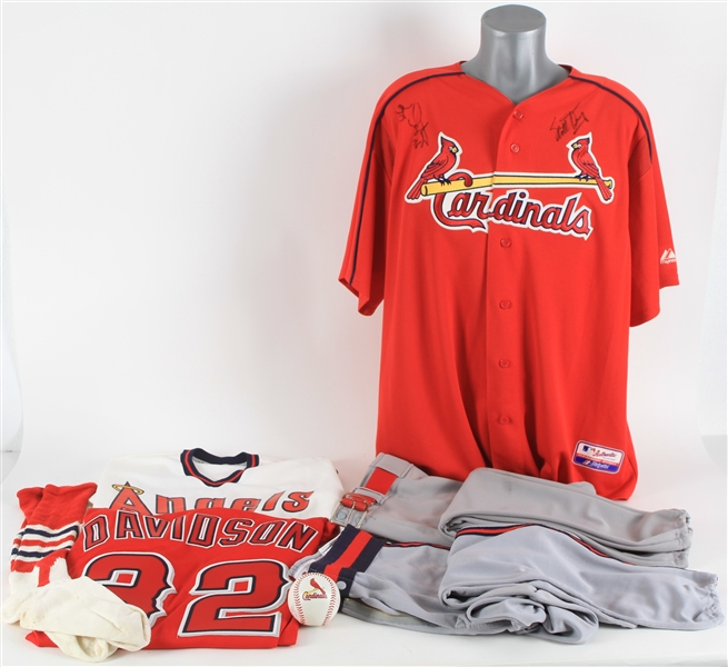 1986-2023 Baseball Memorabilia Collection - Lot of 7 w/ Jerseys, Pants, Stirrups & Signed Baseball (MEARS LOA/JSA)