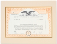 1970s Cleveland Cavaliers 11" x 14" Matted Blank Stock Certificate