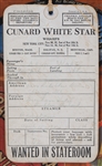 1952 Arch Ward Suitcase w/ Cunard White Star to Europe on the Mauretania Tag Affixed Father of the Major League Baseball All Star Game
