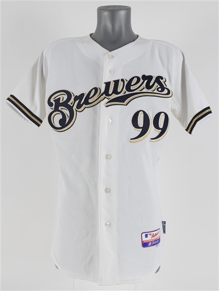 2008 Milwaukee Brewers Bat Boy Miller Park Game Worn Home Jersey (MEARS LOA)