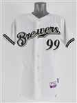 2008 Milwaukee Brewers Bat Boy Miller Park Game Worn Home Jersey (MEARS LOA)