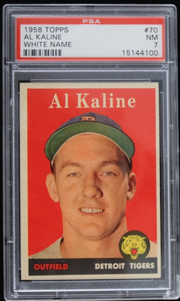 1958 Al Kaline Detroit Tigers Topps Trading Card #70 (White Name) (NM-7)