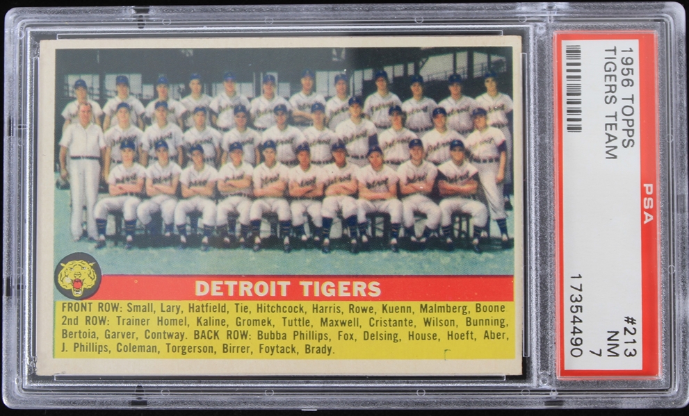1956 Detroit Tigers Team Topps Trading Card #213 (NM-7)