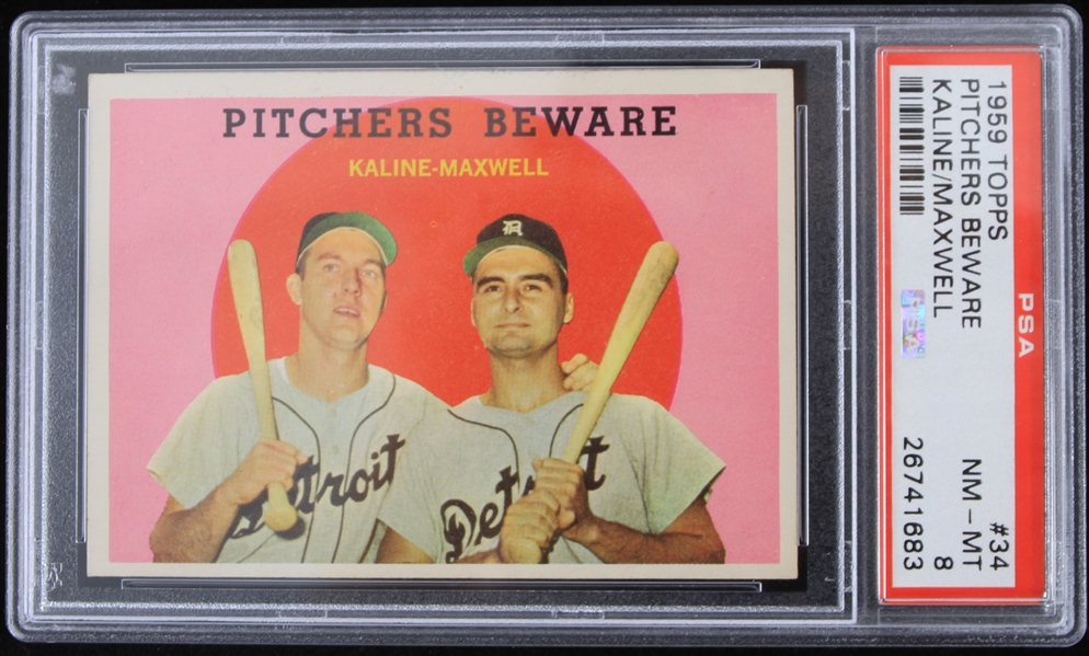 1959 Al Kaline and Charlie Maxwell Detroit Tigers Topps Trading Card #34 (NM-MT 8)