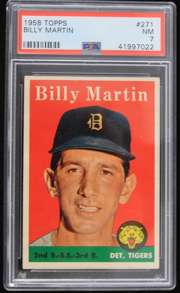 1958 Billy Martin Detroit Tigers Topps Trading Card #271 (NM 7)