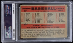 1958 Detroit Tigers Team Topps Trading Card #397 (Numerical Checklist) (EX-MT 6)