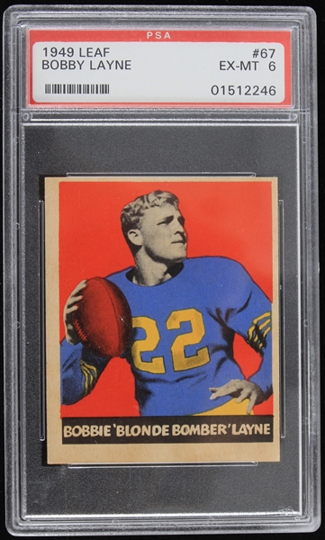 1949 Bobby Layne New York Bulldogs Leaf Trading Card #67 (EX-MT 6)