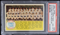 1958 Detroit Tigers Team Topps Trading Card #397 (Alphabetical Checklist) (NM-MT 8)