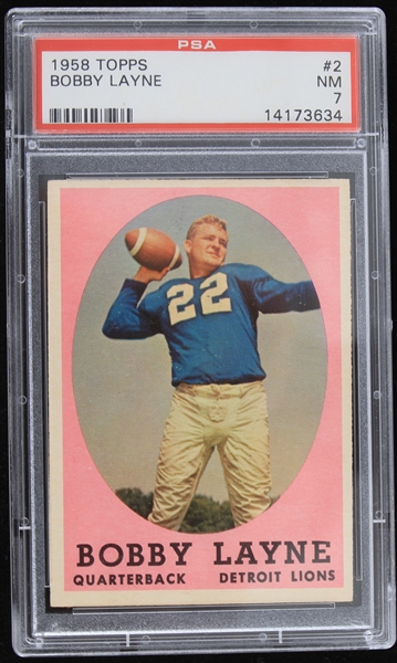 1958 Bobby Layne Detroit Lions Topps Trading Card #2 (NM 7)